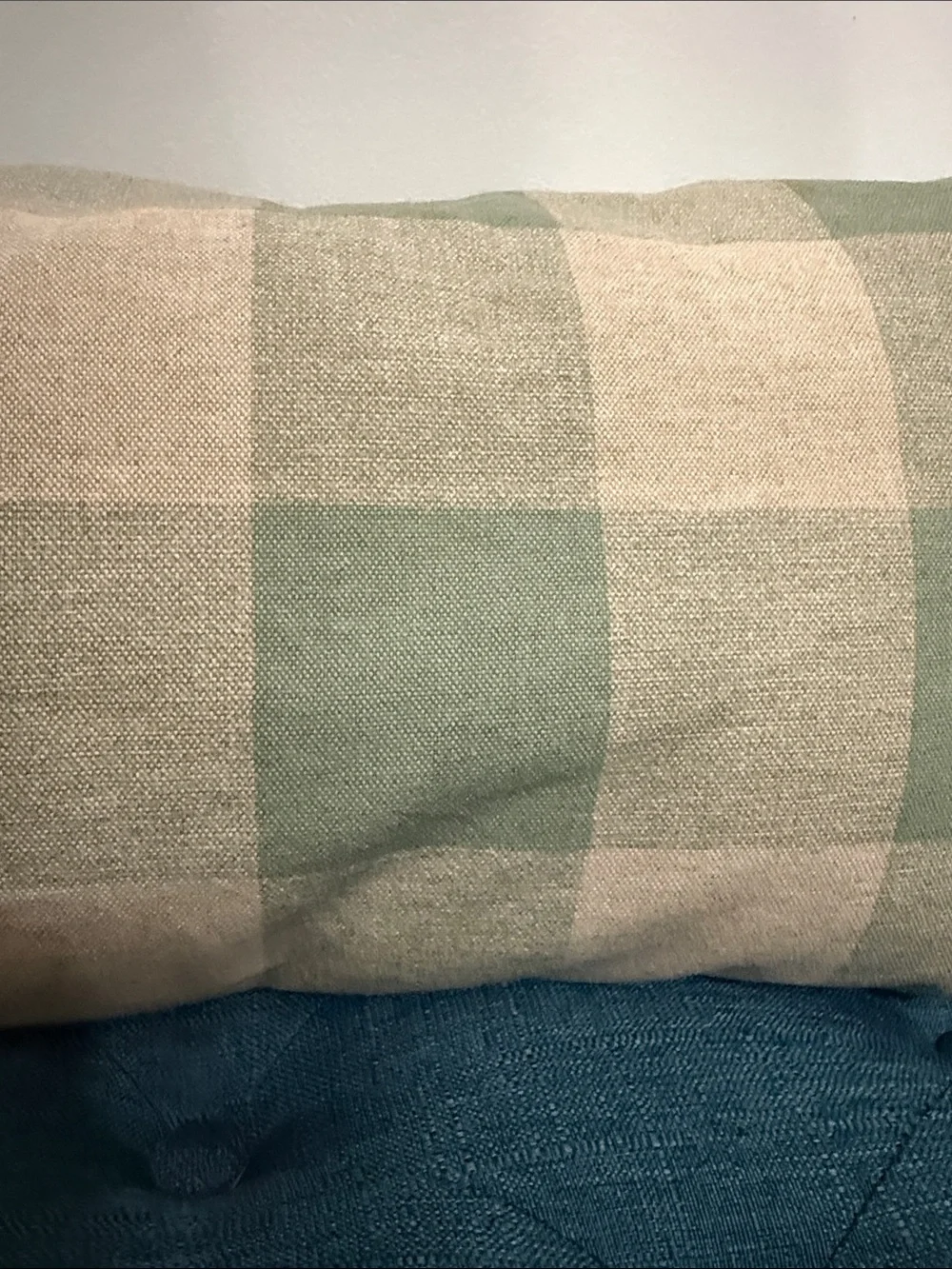 Green and Beige Buffalo Check Lumbar Pillow